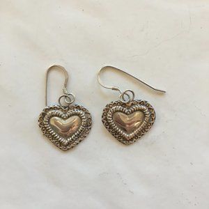 Native American silver heart earrings